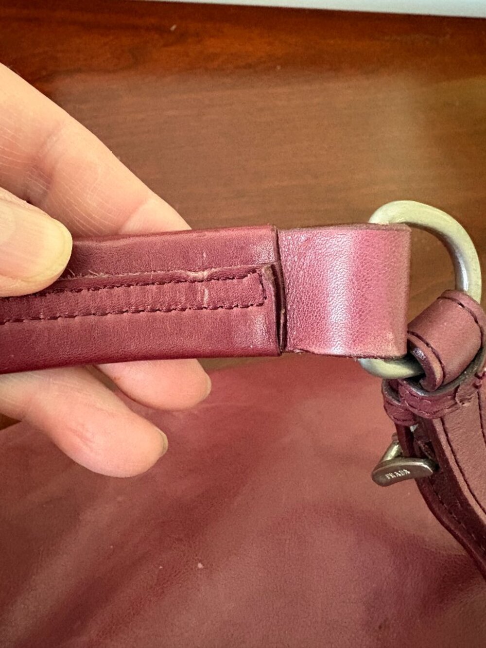 Authentic Prada Vitello Leather Bag in Burgundy - Picture 6 of 10